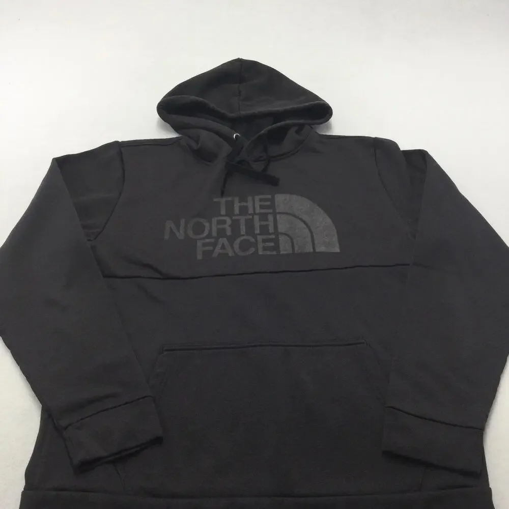 The North Face Hoodie Mens X-Large Gray Fleece Pullover Sweatshirt Logo Kangaroo